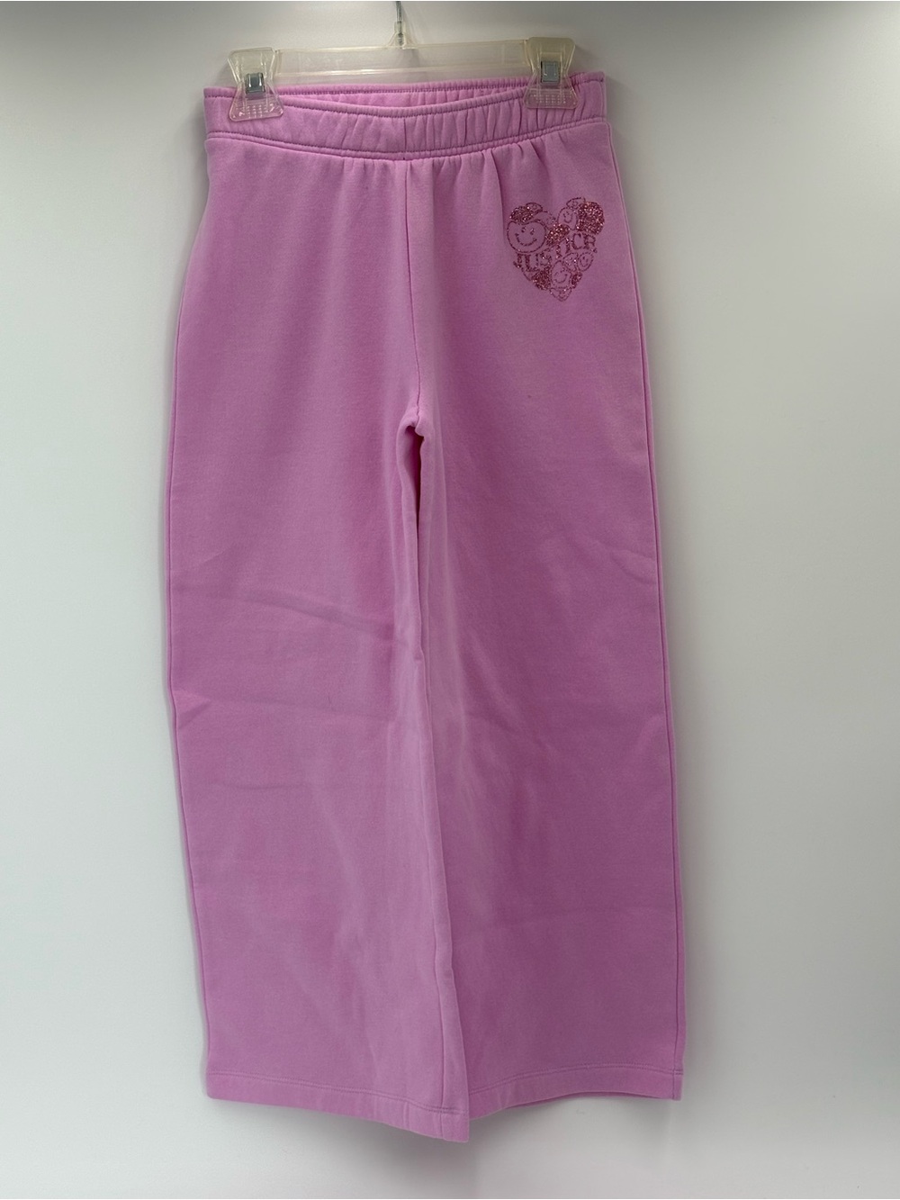 Justice Girls Dollhouse Pink Fleece Sweatpants Size S 7/8 Glitter Heart - Picture 6 of 14